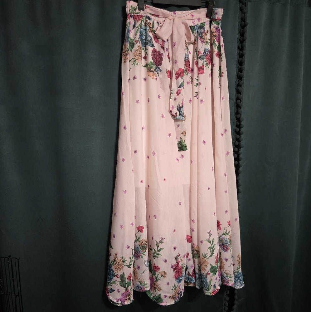 Gorgeous Pink Floral Maxi Skirt By Her Destiny - Size Large - Picture 4 of 4